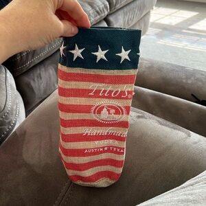 Tito’s handmade vodka bottle cover/bottle bag, red, white, blue special edition